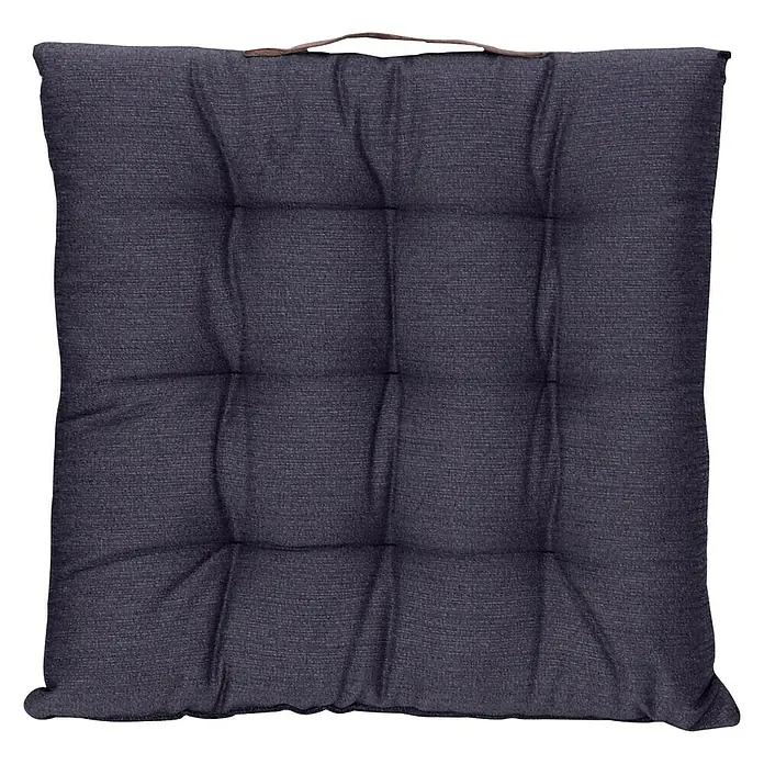 Sunfun Sitzkissen Joris - Anthrazit, L x B x H: 40 x 40 x 6 cm, 100% Polyester - Quadratisches, dunkelblaues Sitzkissen mit Tragegriff und gesteppter Oberfläche für bequemen Sitzkomfort. Ideal für Stühle im Innen- und Außenbereich.