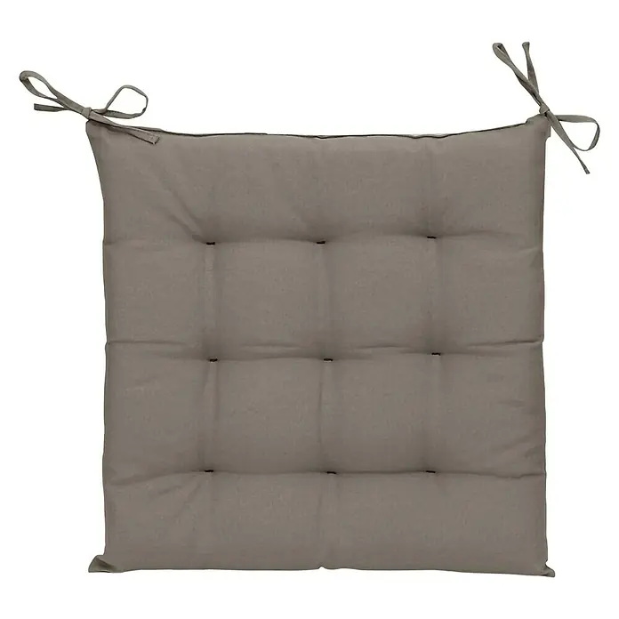 Sunfun Sitzkissen NilsL x B x H: 40 x 40 x 4 cm, Stone, 100% Polyester - Quadratisches Sitzkissen in Taupe mit Bindebändern, ideal für Stühle. Gemütliches Accessoire für mehr Komfort und Stil im Zuhause.