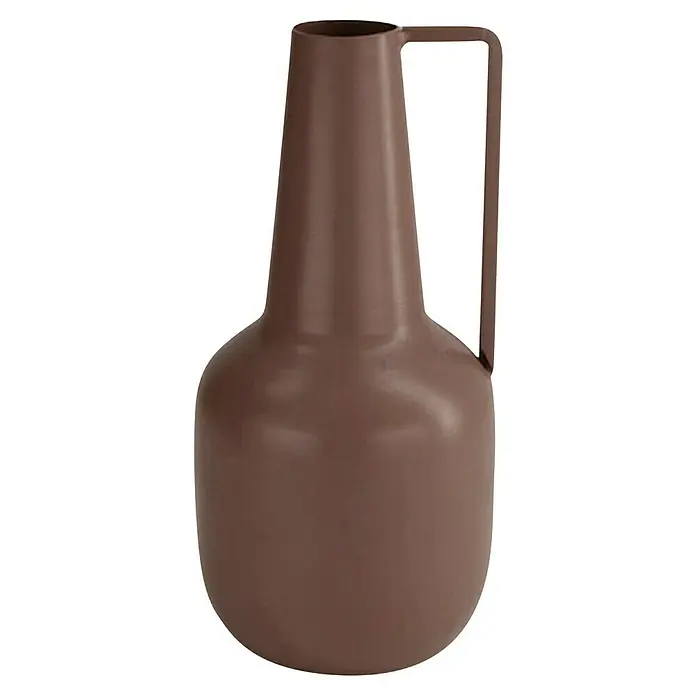 Vase - Ø x H: 9 x 20 cm, Metall, Pink - Elegante braune Vase mit einem Henkel, die ein schlichtes und modernes Design aufweist, perfekt für die Dekoration von Wohnräumen.