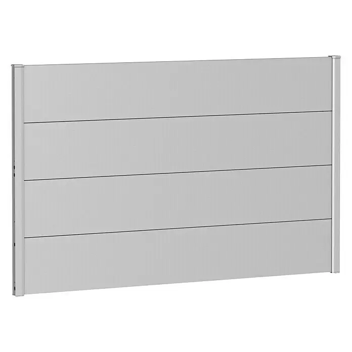Biohort Sichtschutzelement - B x H: 100 x 90 cm, Stahl, Silber Metallic - Graues Lamellen-Sichtschutzelement mit vertikalen Pfosten an jeder Seite.