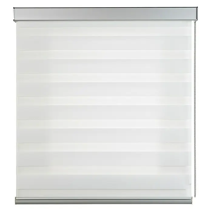 Estor noche y día Platinum Square - An x Al: 80 x 250 cm, Blanco - Un primer plano de persianas enrollables dobles blancas, que muestra un diseño elegante y moderno para la decoración de ventanas. Ofrece privacidad y control de luz óptimos.