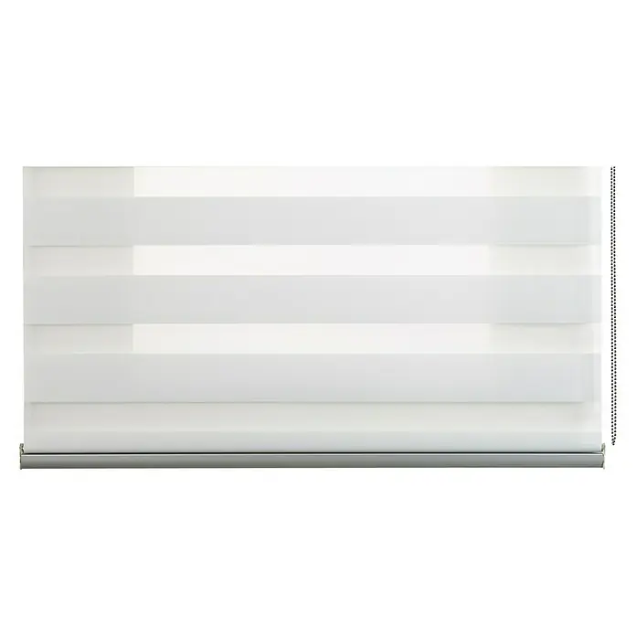 Estor noche y día Platinum Square - An x Al: 80 x 250 cm, Blanco - Una moderna persiana enrollable doble blanca con rayas horizontales, perfecta para filtrar la luz y la privacidad en tu hogar.