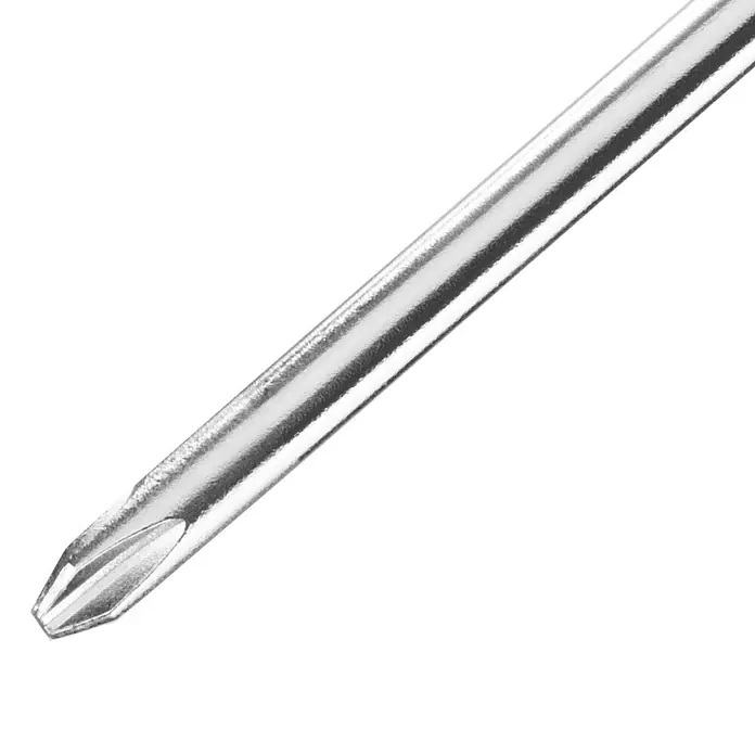 Stanley FatMax Schraubendreher - Klingenlänge: 125 mm, PH 2 - Nahaufnahme eines glänzenden Kreuzschlitzschraubendrehers, ideal für präzise Arbeiten und Reparaturen. Das Werkzeug für Handwerker.