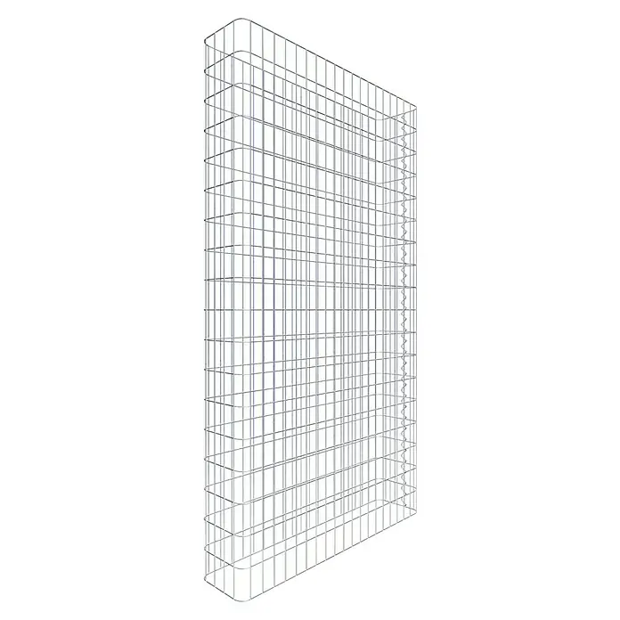 Gabiona Gabione - 102 x 22 x 180 cm, Metall, Maschenbreite: 50 mm, Maschenhöhe: 100 mm - Das Bild zeigt eine Gabione, einen Drahtkorb, der typischerweise für Stützmauern und Landschaftsbau verwendet wird.
