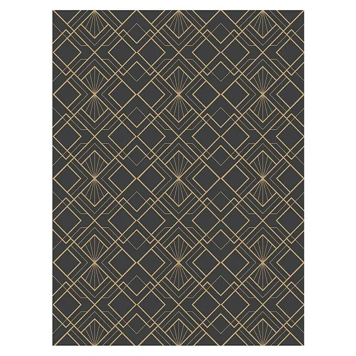 D-c-fix Trendyline Lámina adhesiva Líneas - 150 x 67,5 cm, Morado, Autoadhesivo - Elegante patrón de papel pintado Art Déco con formas geométricas doradas sobre fondo oscuro, que añade elegancia a cualquier habitación.