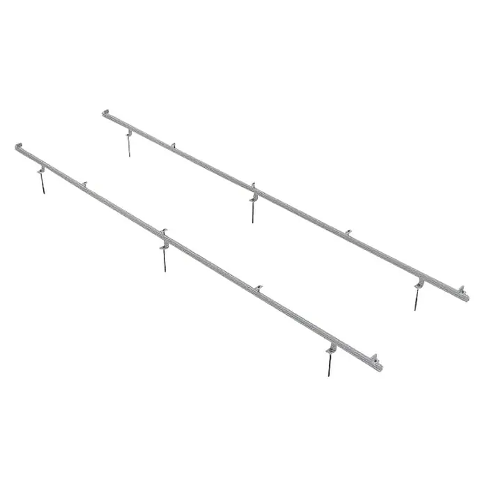 Soporte para fijación estructura coplanar a teja - Aluminio, Hasta 3 módulos fotovoltaicos - Dos bacas plateadas para paneles solares para montar en un techo. Adecuado para el montaje de módulos solares.
