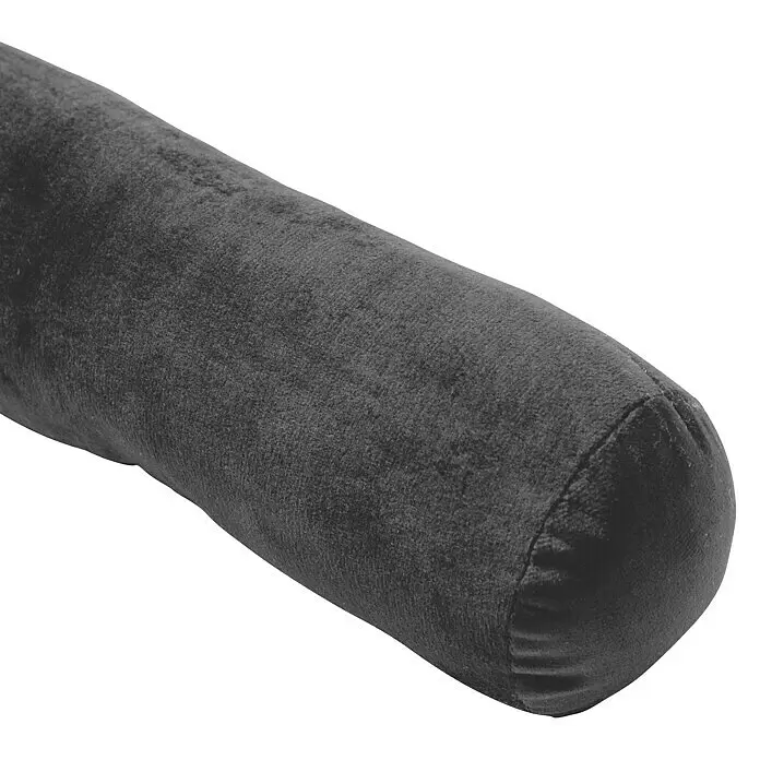 Zugluftstopper - Charcoal Grey, Ø x L: 10 x 90 cm - Dunkelgraues zylindrisches Samt-Nackenkissen.