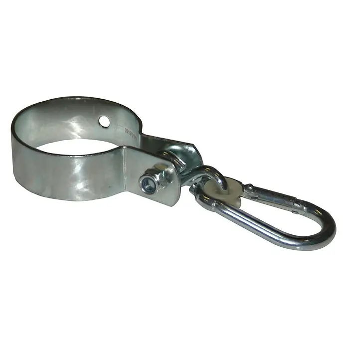 Manschettenhaken - Passend für: Schaukelbalken Ø 8 cm - Metallbügel mit Karabinerhaken. Der Bügel dient zur Befestigung an Rohren oder Stangen, der Karabinerhaken ermöglicht schnelles Anbringen.