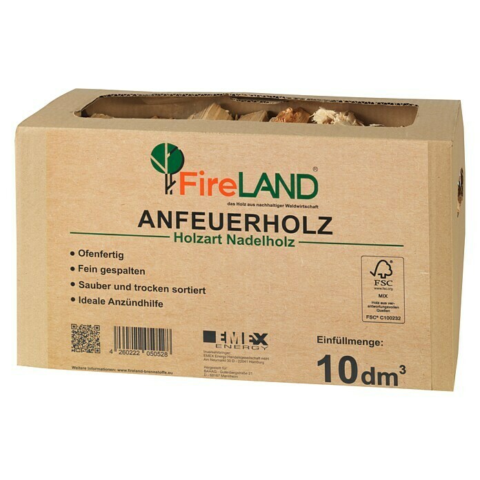 Fireland Anfeuerholz10 dm³, Nadelholz Diagonal View