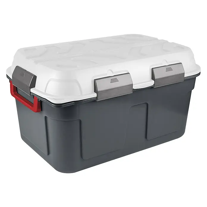 Sunware Aufbewahrungsbox Q-Line - L x B x H: 79 x 54,5 x 42,5 cm, Kunststoff, Transparent/Anthrazit - Aufbewahrungsbox mit grauem Korpus und weißem Deckel, ideal für die ordentliche Lagerung verschiedener Gegenstände im Haushalt.