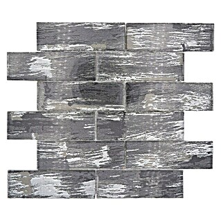 Mosaikfliese Rechteck Crystal Subway XCM SWSV (30 x 30 cm, Silber/Schwarz, Matt)