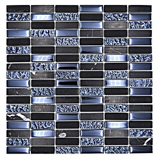 Mosaikfliese Stäbchen Crystal Mix XBH SM118 (30,4 x 29,8 cm, Schwarz/Blau, Glänzend)