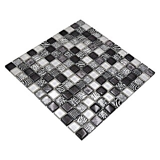 Mozaik pločica Quadrat Crystal Wildlife XCM WL24 (29,8 x 29,8 cm, Crna, Sjaj)
