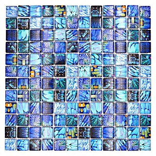 Mosaikfliese Quadrat Crystal Wildlife XCM WL74 (29,8 x 29,8 cm, Blau, Glänzend)
