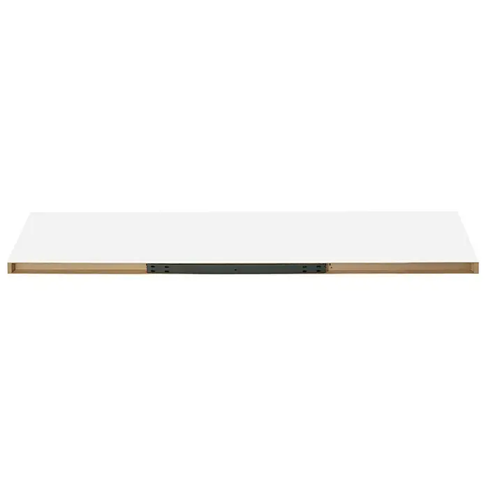 Regalux Wandboard XL4 - L x B x H: 23,5 x 118 x 3,8 cm, Weiß Hochglanz, Belastbarkeit: 12 kg - Draufsicht auf einen weißen Schubladenkasten mit einem schwarzen Metallschieber, der Stabilität und einfache Handhabung beim Ausziehen gewährleistet.