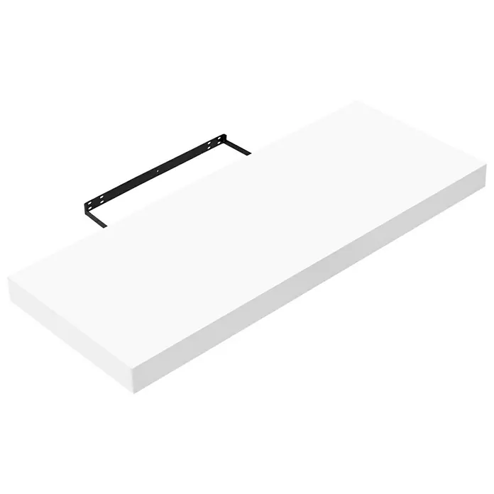 Regalux Estante flotante - L x An x Al: 23,5 x 60 x 3,8 cm, Blanco de alto brillo, Carga soportada: 12 kg - Estante flotante blanco con soporte negro para exhibir con estilo decoración y libros en un hogar moderno. Muy versátil.