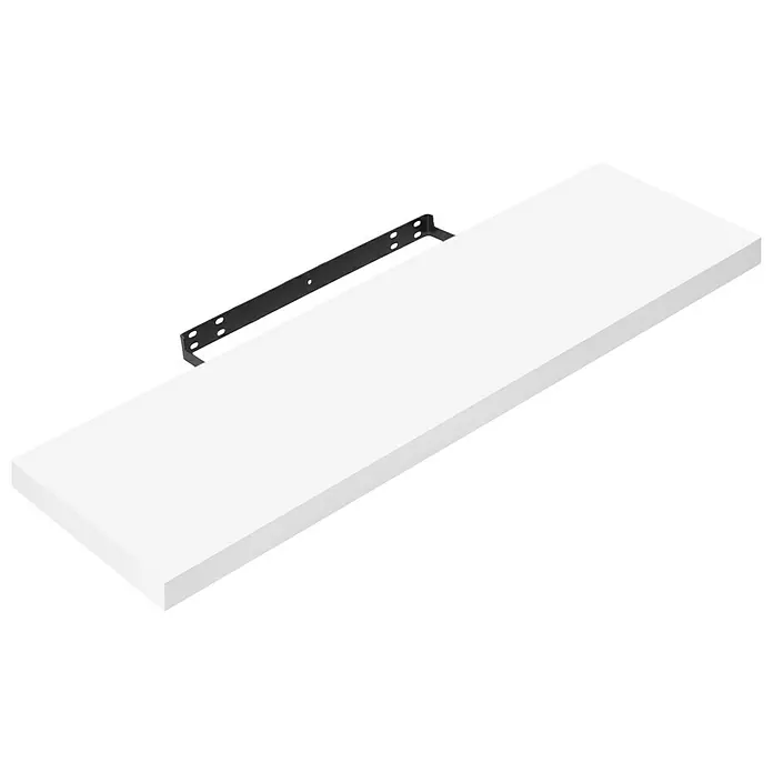 Regalux Estante flotante - L x An x Al: 23,5 x 80 x 3,8 cm, Blanco de alto brillo, Carga soportada: 12 kg - Estante flotante blanco con soporte negro para una decoración de pared elegante y un almacenamiento práctico.