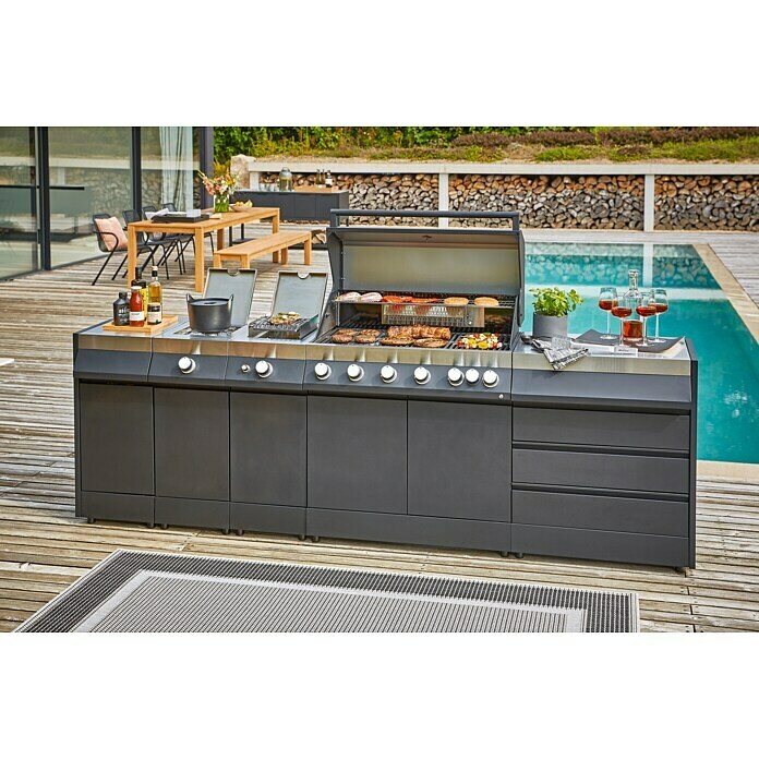 Kingstone Grillküchen-Modul The Quad SideSchwarz, L x B x H: 55,3 x 36,7 x 91,3 cm, 3 kW Mood Shot