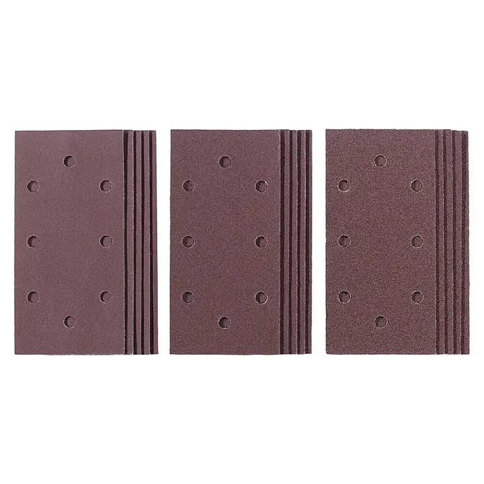 Einhell Schleifpapier-Set - 15 -tlg. - Drei braune Schleifpads mit Löchern und Rillen zur Befestigung an Schleifwerkzeugen für diverse Schleifarbeiten in Werkstatt oder Haushalt.