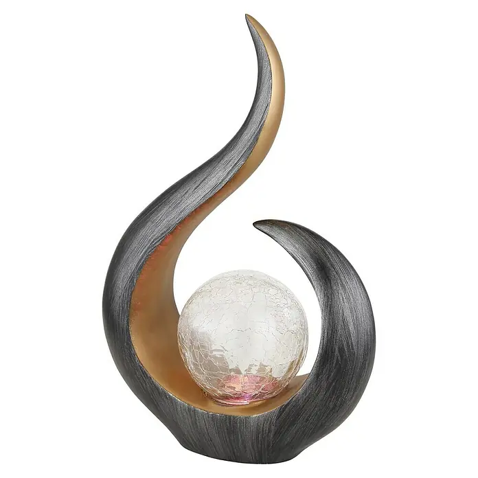 Globo Solar-Dekoleuchte - 0,06 W, L x B x H: 22,5 x 10 x 33,5 cm, Schwarz, IP44 - Dekorative Skulptur mit einer Kugel, die ein modernes und elegantes Ambiente schafft. Ein Blickfang für jeden Raum.