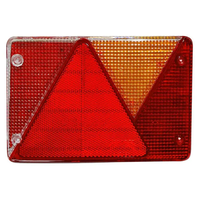 Stema Leuchtenglas für Multipoint IV - Rechts, Passend für: Multipoint IV - Rückleuchte mit rotem Dreieck, gelbem Blinker und rotem Bremslicht für Anhänger, sorgt für Sicherheit im Straßenverkehr.
