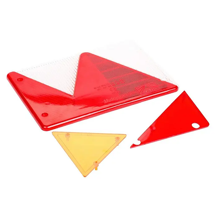 Stema Leuchtenglas für Multipoint IV - Links, Passend für: Multipoint IV - Dreieckiger Rückstrahler mit roter und weißer Farbe, gelbem Dreieck und rotem, beschädigtem Dreieck für Anhänger und andere Fahrzeuge.