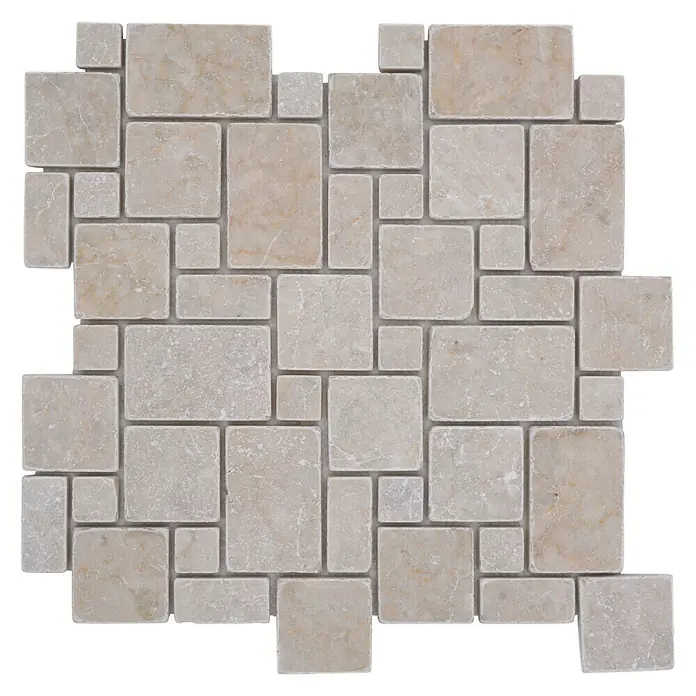 Mosaikfliese Mini Pattern XNT FP41 - 30,5 x 30,5 cm, Elfenbein, Matt - Ein quadratisches Mosaikmuster in verschiedenen Brauntönen, das für Wand- und Bodenbeläge geeignet ist, um einen Hauch von Eleganz zu verleihen.