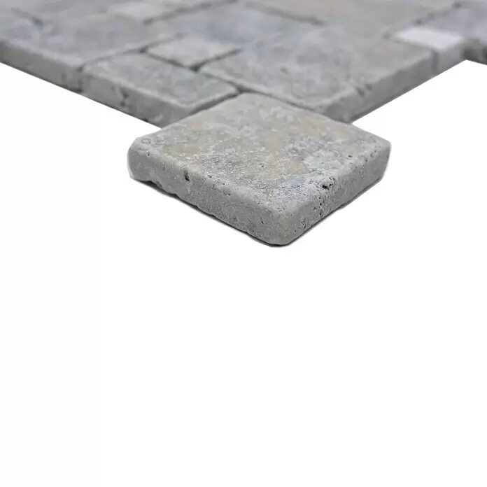 Mosaikfliese Mini Pattern XNT FP47 - 30,5 x 30,5 cm, Grau/Weiß, Matt - Detailaufnahme