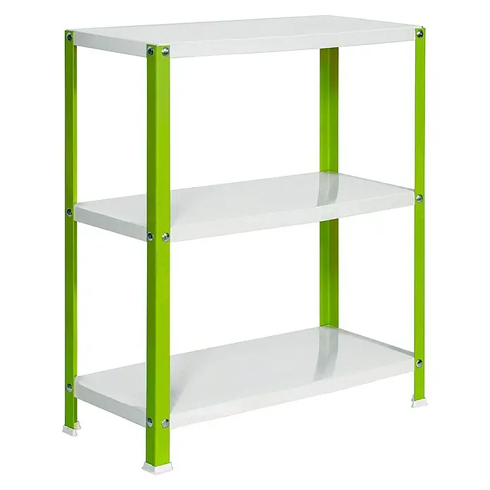 Simonrack Simonhome Metallregal Classic Plus - H x B x T: 90 x 100 x 30 cm, Traglast pro Boden: 100 kg, Anzahl Böden: 3 Stk., Schrauben, Grün/Weiß - Regal mit drei Ablagen und grünem Gestell für vielseitige Aufbewahrung. Ideal für Keller, Garage oder Vorratsraum.