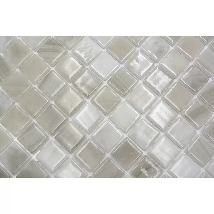 Mosaikfliese Quadrat Eco Seasalt VP56251PUR - 31,6 x 31,6 cm, Mix Hellbeige, Glänzend - Detailaufnahme