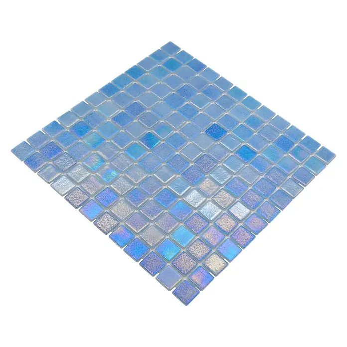 Mosaikfliese Quadrat Eco Shell Air VP55251PUR - 31,6 x 31,6 cm, Hellblau, Glänzend - Quadratische Mosaikfliese mit schimmernden Blautönen, perfekt für ein stilvolles Bad oder eine Akzentwand.