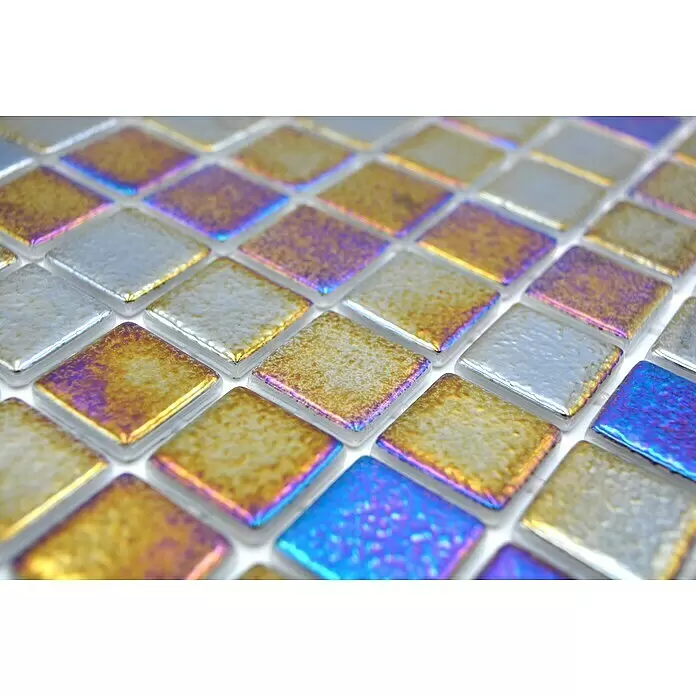 Mosaikfliese Quadrat Eco Shell Deep VP55256PUR - 31,6 x 31,6 cm, Mehrfarbig, Glänzend - Detailaufnahme