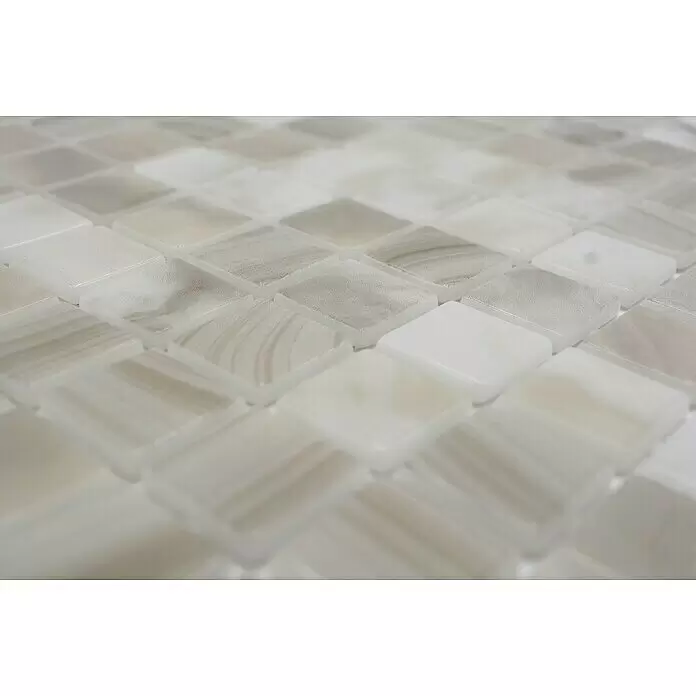 Mosaikfliese Quadrat Eco Seasalt VP56251PUR - 31,6 x 31,6 cm, Mix Hellbeige, Glänzend - Detailaufnahme