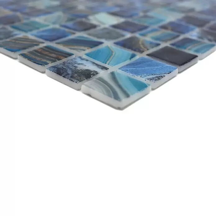 Mosaikfliese Quadrat Eco Royal VP56254PUR - 31,6 x 31,6 cm, Mix Royalblau, Glänzend - Detailaufnahme