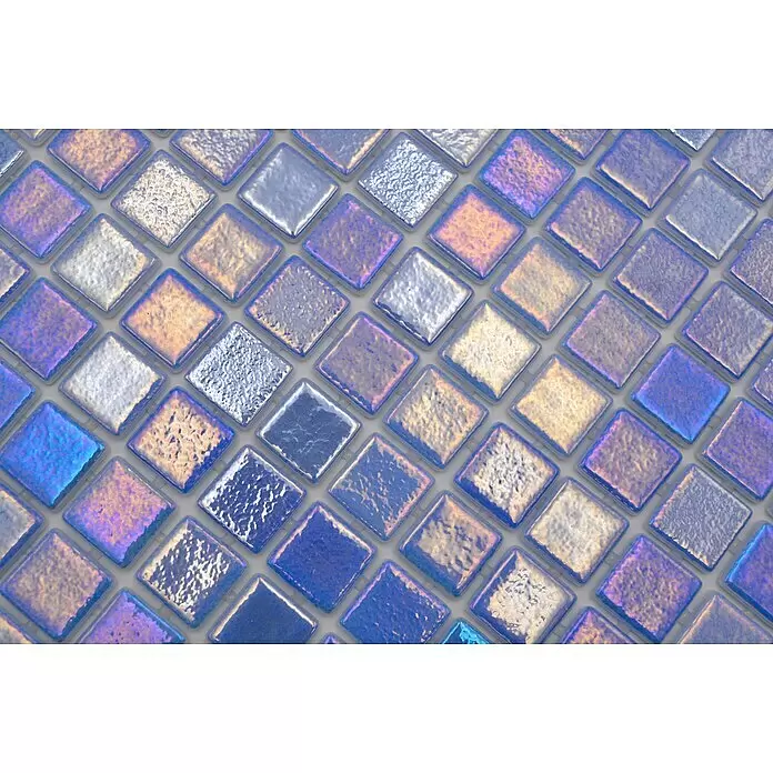 Mosaikfliese Quadrat Eco Shell Azure VP55252PUR - 31,6 x 31,6 cm, Blau, Glänzend - Detailaufnahme