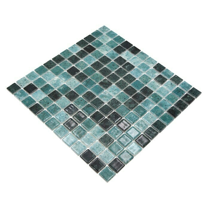 Mosaikfliese Quadrat Eco Bali VP56258PUR31,6 x 31,6 cm, Mix Grün, Glänzend Diagonal View