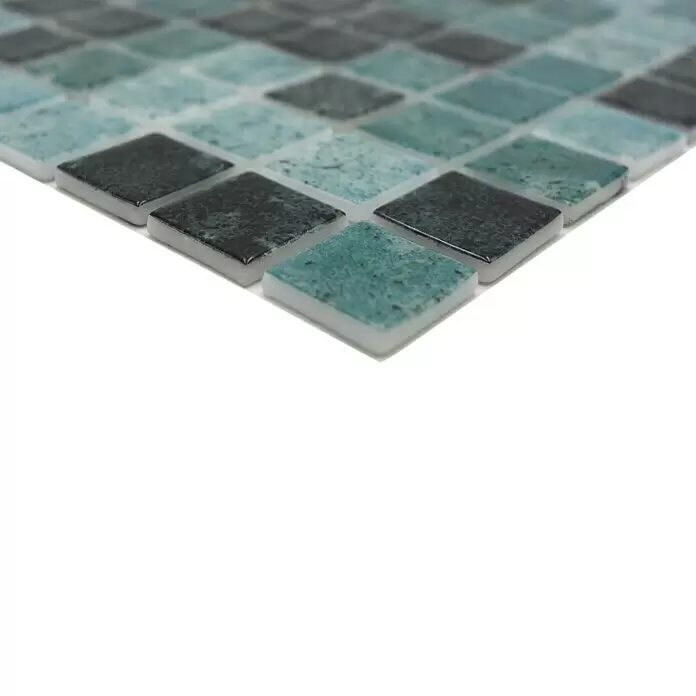Mosaikfliese Quadrat Eco Bali VP56258PUR - 31,6 x 31,6 cm, Mix Grün, Glänzend - Detailaufnahme