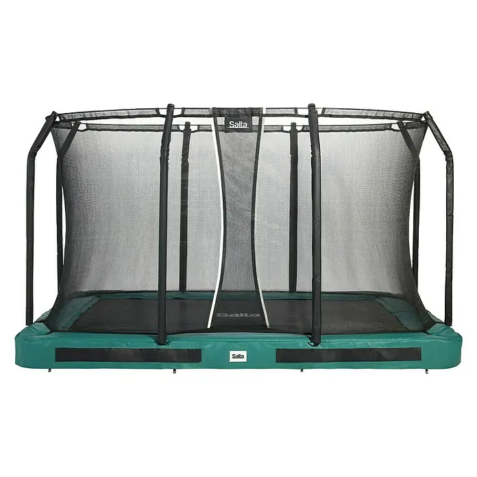Salta Trampolin Premium Ground - Grün, 214 x 153 cm - Das rechteckige Salta Trampolin mit Sicherheitsnetz bietet sicheren Springspaß für die ganze Familie.