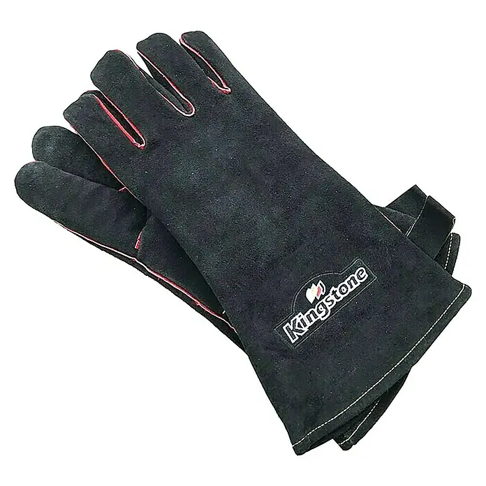 Kingstone Grillhandschuh - Schwarz - Schwarze Kingstone Grillhandschuhe mit roter Naht und Logo. Ideal für sicheres Grillen.