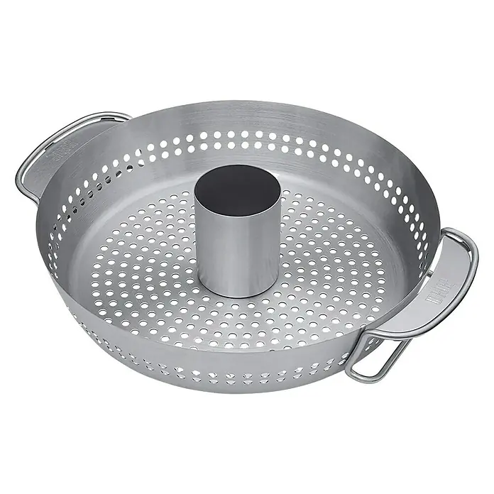 Weber Style Soporte para asar pollos para barbacoa - Aluminio - Asador de aves de acero inoxidable con soporte central y superficie perforada para una cocción uniforme. Ideal para pollo jugoso a la parrilla.