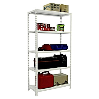 Simonrack Simonclick Estantería metálica Plus (Al x An x Pr: 200 x 100 x 40 cm, Capacidad de carga por balda: 180 kg, Número de baldas: 5 ud., Inserción, Blanco)