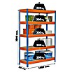 Simonrack Simontaller Metall-Schwerlastregal (L x B x H: 45 x 100 x 200 cm, Traglast: 300 kg/Boden, Anzahl Böden: 5 Stk., Blau/Orange)