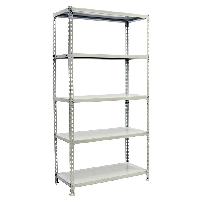 Simonrack Simonclick Metallregal Simonclick Plus - H x B x T: 200 x 100 x 50 cm, Traglast pro Boden: 180 kg, Anzahl Böden: 5 Stk., Stecken, Weiß/Weiß - Graues Metallregal mit fünf Regalböden, ideal für Lagerung und Organisation. Robustes Design für vielfältige Einsatzbereiche.
