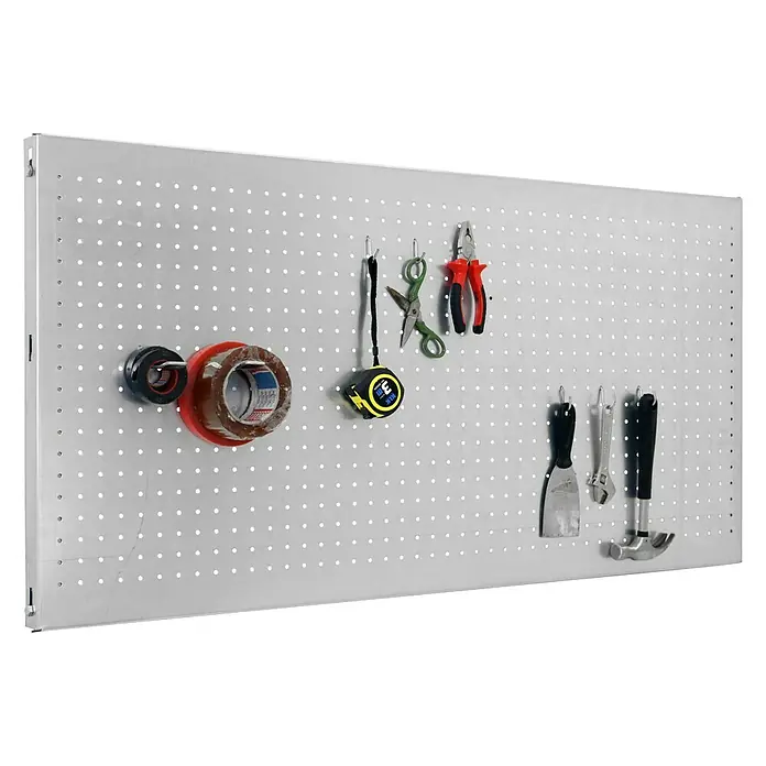 Simonrack Panelclick Set de paneles perforados con 8 ganchos - An x L: 60 x 120 cm, 9 pzs., Galvanizado - Panel de herramientas con herramientas para la organización. Perfecto para talleres y garajes, ofrece orden y acceso rápido a las herramientas.