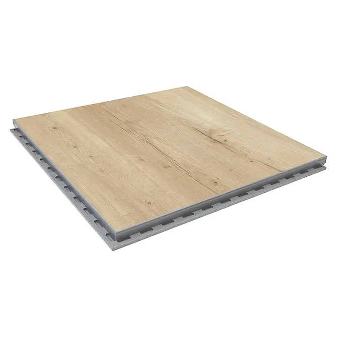 Terrassenfliese Click and Go Ardesia Lignea Rovere - 60 x 60 cm, Eiche, Matt - Einzelne Bodenfliese mit hellem Holzdekor und umlaufendem Klicksystem.