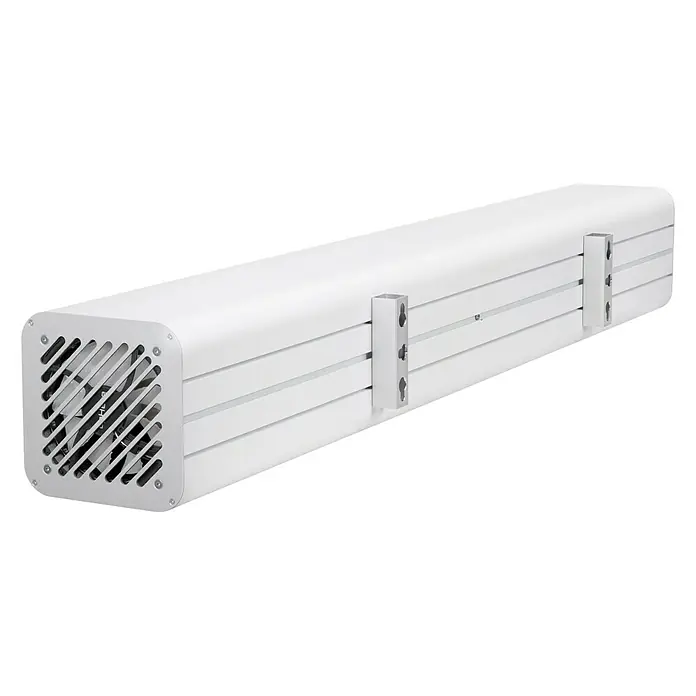 Ledvance Wandhalterung AIR KIT WALL - Aluminium, Passend für: Ledvance UVC AIR V70 WT EU - Weißes, längliches Gerät mit Lüftungsgitter und Halterungen zur Wandmontage.