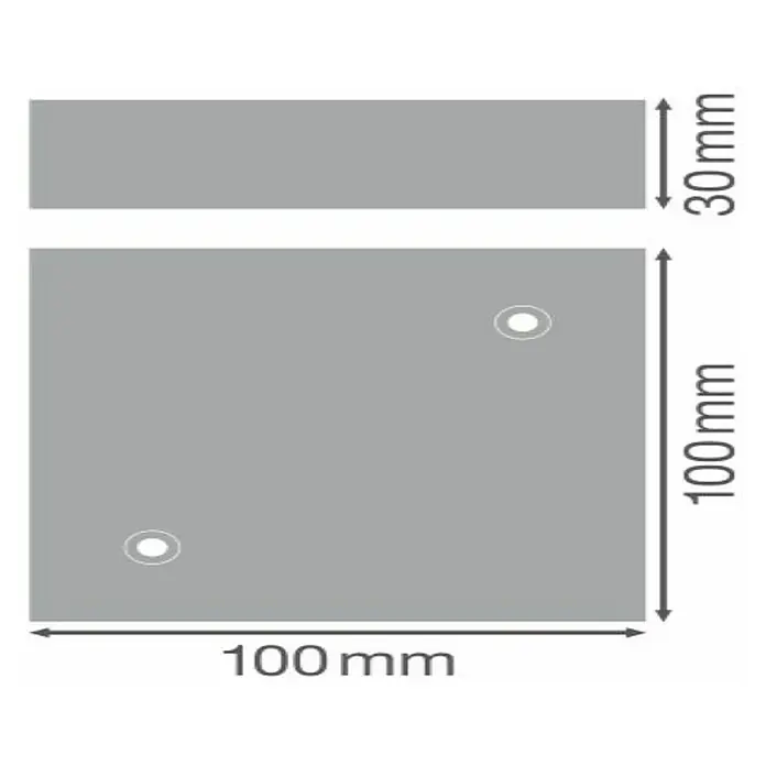 Ledvance Standfuß AIR KIT HORIZONTAL - Passend für: Ledvance UVC AIR V70 WT EU, Braun - Produktansicht mit den Maßen 100x100mm und 30mm, mit zwei Löchern dargestellt.
