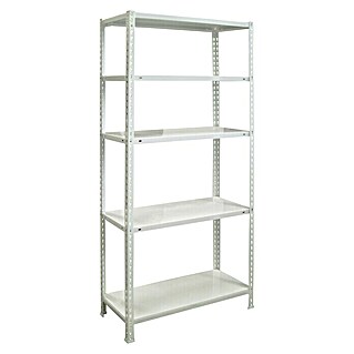 Simonrack Simonclick Metallregal (L x B x H: 40 x 80 x 180 cm, Traglast: 150 kg/Boden, Anzahl Böden: 5 Stk., Stecken, Weiß)
