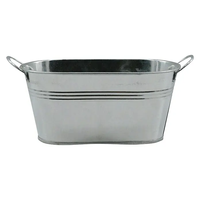 Tina de zinc Corban - Metal, L x An x Al: 22 x 12,5 x 10,5 cm - Tina de metal: Tina de metal galvanizado duradero con asas, ideal para jardinería, decoración o como enfriador de bebidas.