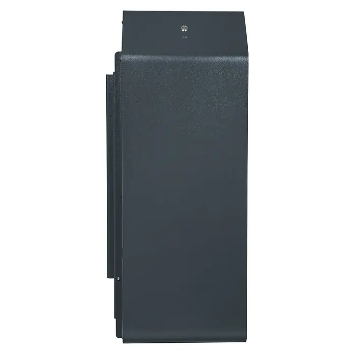 Hönle Luftreiniger SteriWhite Air Q600 - 31,5 x 86 x 86 cm, Wand-/Deckenmontage, Max. Luftleistung: 600 m³/h - Aufnahme eines modernen, grauen Briefkastens mit einer robusten, wetterfesten Oberfläche und klaren Linien. Ideal für den Außenbereich.